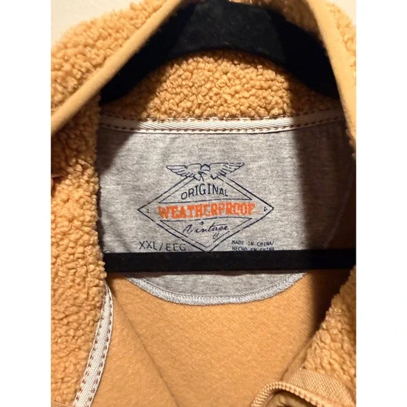 Weatherproof Vintage Mens XXL Sherpa Fleece Vest Tan Full Zip Mock Neck NWT - Picture 4 of 9